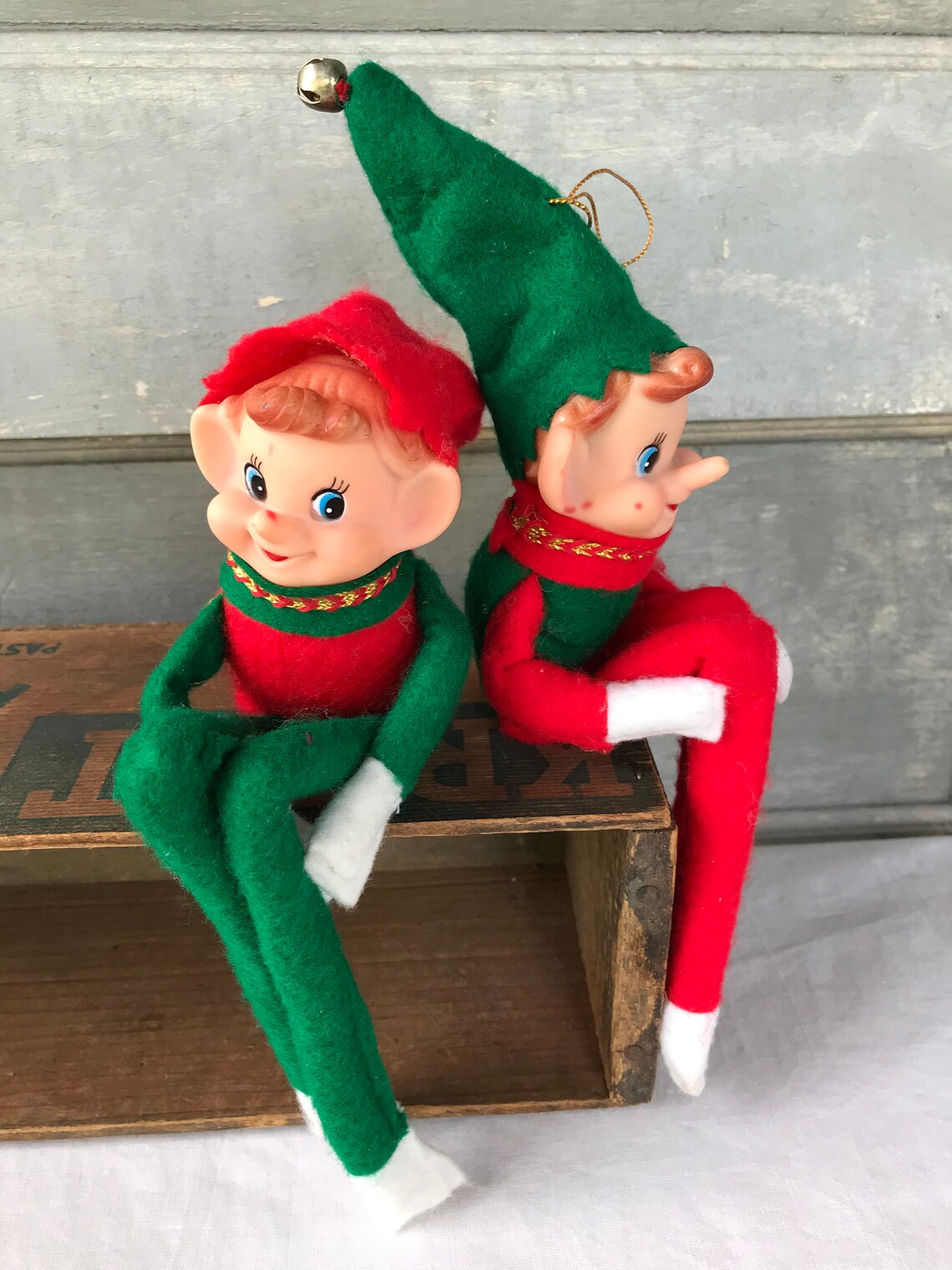 Vintage Pixie Elf Shelf Sitter Shabby Knee Hugger Elf | Etsy