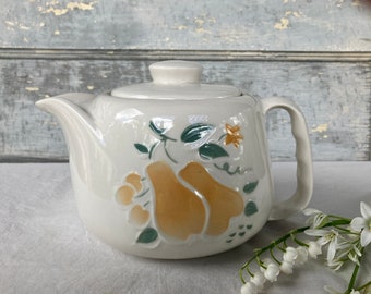 Vintage Porcelier Vitreous Teapot, Pear Design, Cottage Decor, Cottagecore, 1930's-40's