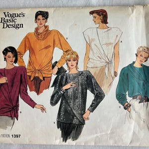 Vintage Vogue 1397 Blouse Sewing Pattern, Size 12