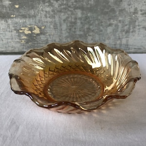 Vintage Anchor Hocking Marigold Carnival Glass Bowl