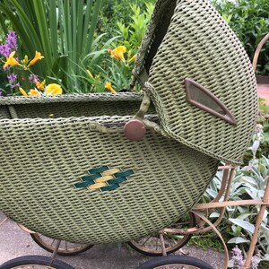 Antique Wicker Doll Baby Carriage, N.E. Ohio LOCAL PICK Up ONLY, No Shipping, Collectible Display Pram, All Original, Cottage Home Decor image 2