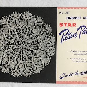 Vintage Star Picture Pattern for Pineapple Doily, 14 Inch Doily Pattern, No 517, American Thread Co., 1947