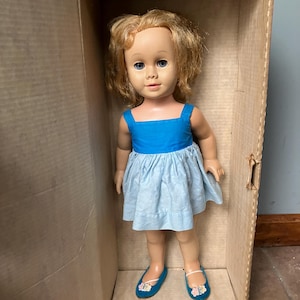 Vintage Chatty Cathy Doll in Original Box, Has Pull Cord with Garbled Recording, Freckles, Strawberry Blond, One Owner, 1959