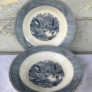 Vintage Currier & Ives Soup Bowls - Early Winter Scene - Royal China