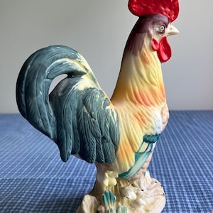 Vintage Norcrest Rooster Figurine, Japan, Hand Painted, Mid Century, Vintage Kitchen Rooster, Yellow and Green, 50&#39;s-60&#39;s, #2