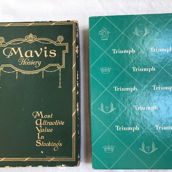 Lot of 2 Vintage Nylons/Hosiery Boxes, Mavis and Triumph Hosiery Boxes, Vintage Advertising