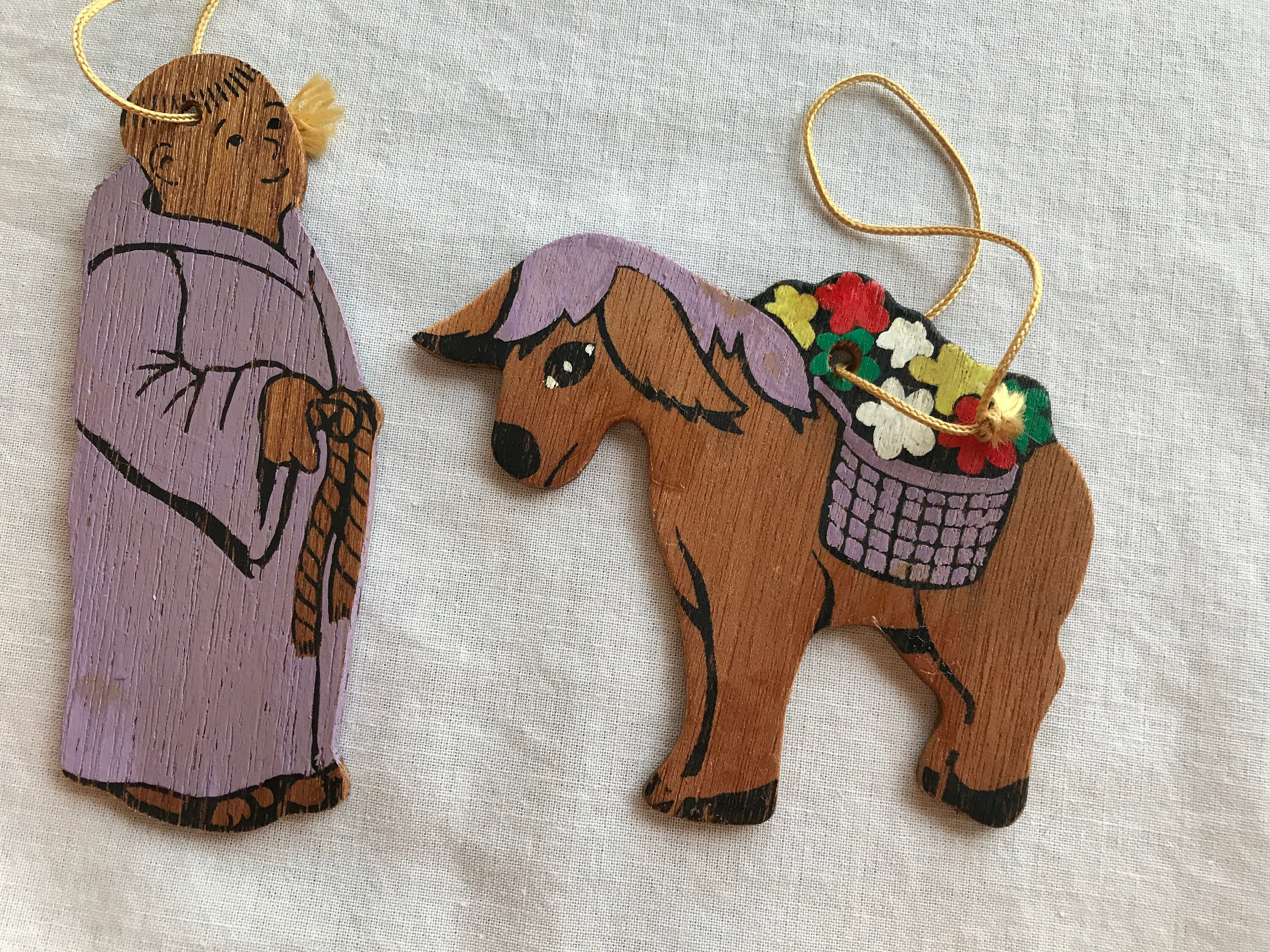 Lot of 8 Balsa Wood Painted Ornaments Kit Ornaments Vintage Etsy