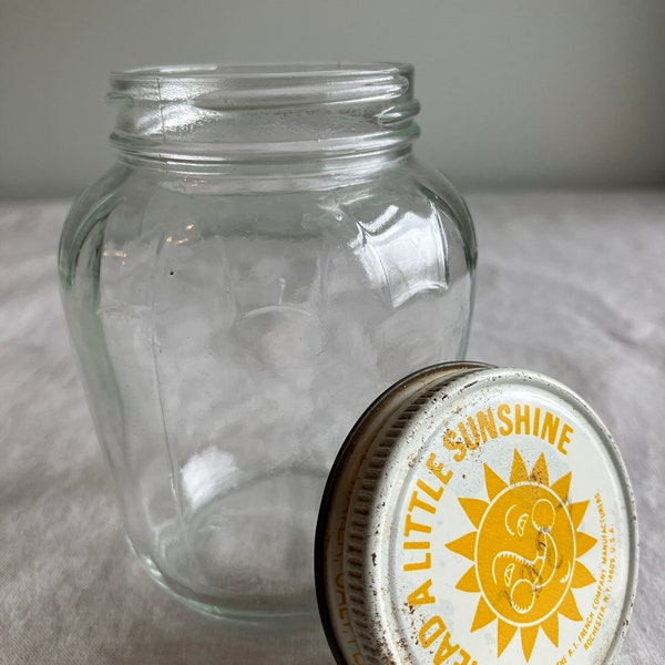 Vintage French’s Mustard Jar, “Spread a Little Sunshine”, Vintage Kitchen Decor, Vintage Advertising