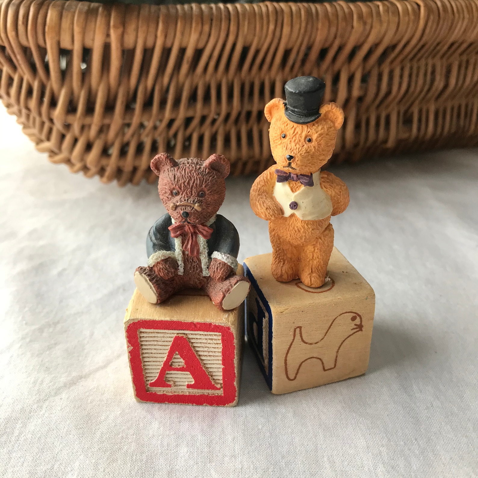 Tiny Vintage Resin Bear Figurines Miniature Bears Etsy