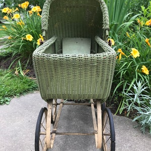 Antique Wicker Doll Baby Carriage, N.E. Ohio LOCAL PICK Up ONLY, No Shipping, Collectible Display Pram, All Original, Cottage Home Decor image 6