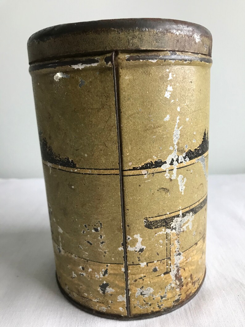 Vintage Tin Tea Canister With Dutch Children Windmills Etsy