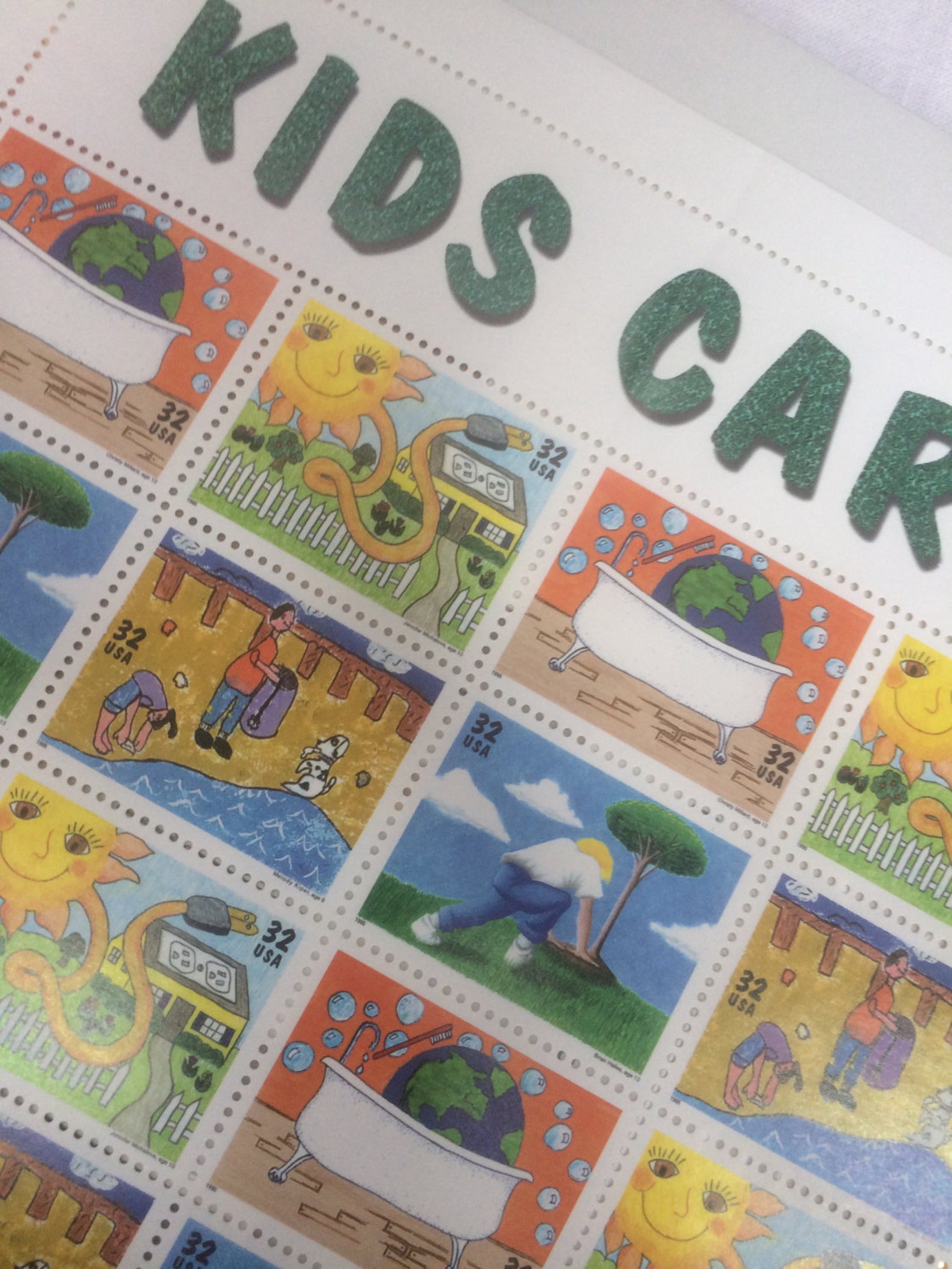 Vintage Kids Care Environment Stamps: 1994 Earth Day Sheet - Etsy