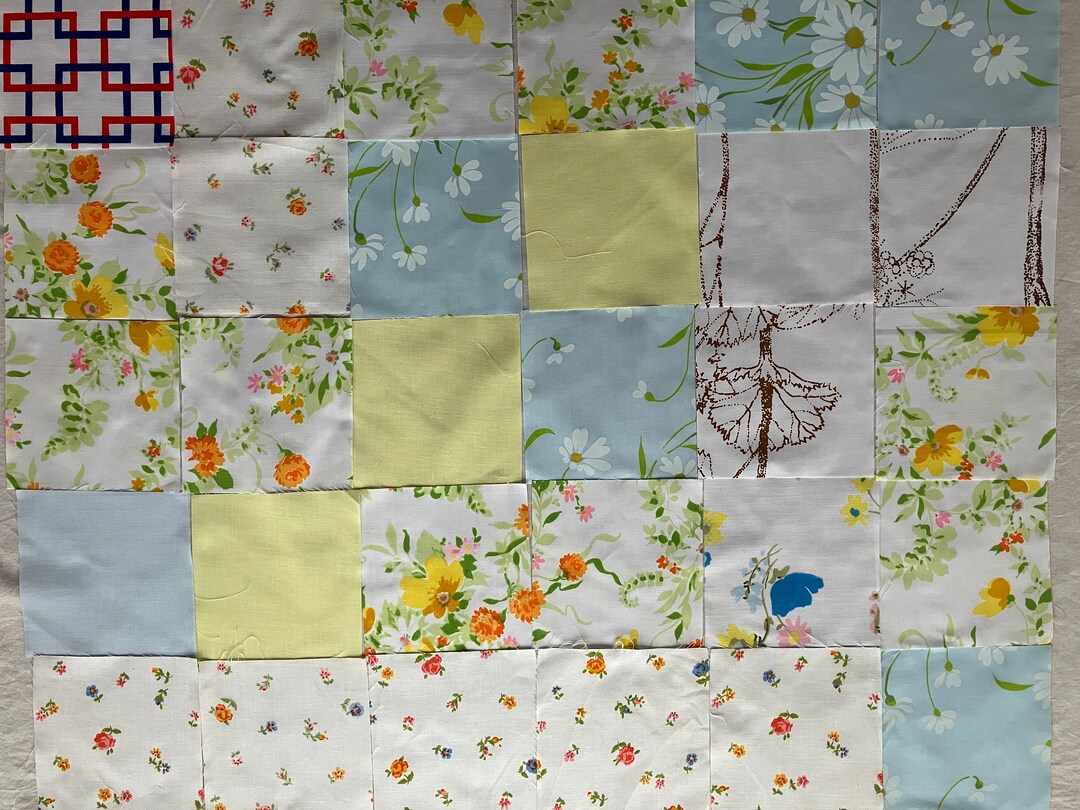 Lot of 30 Vintage Sheet Squares, 6 Inch Squares, Quilting Bundle, Retro ...