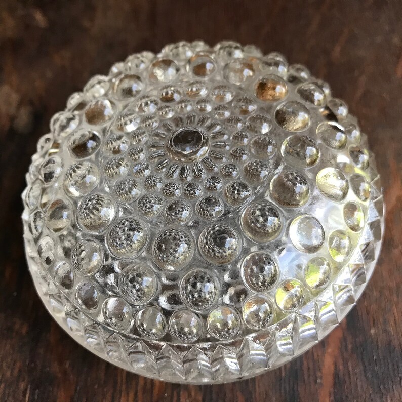 Vintage Bubble Hobnail Clear Glass Vanity Jar Pressed Glass Etsy