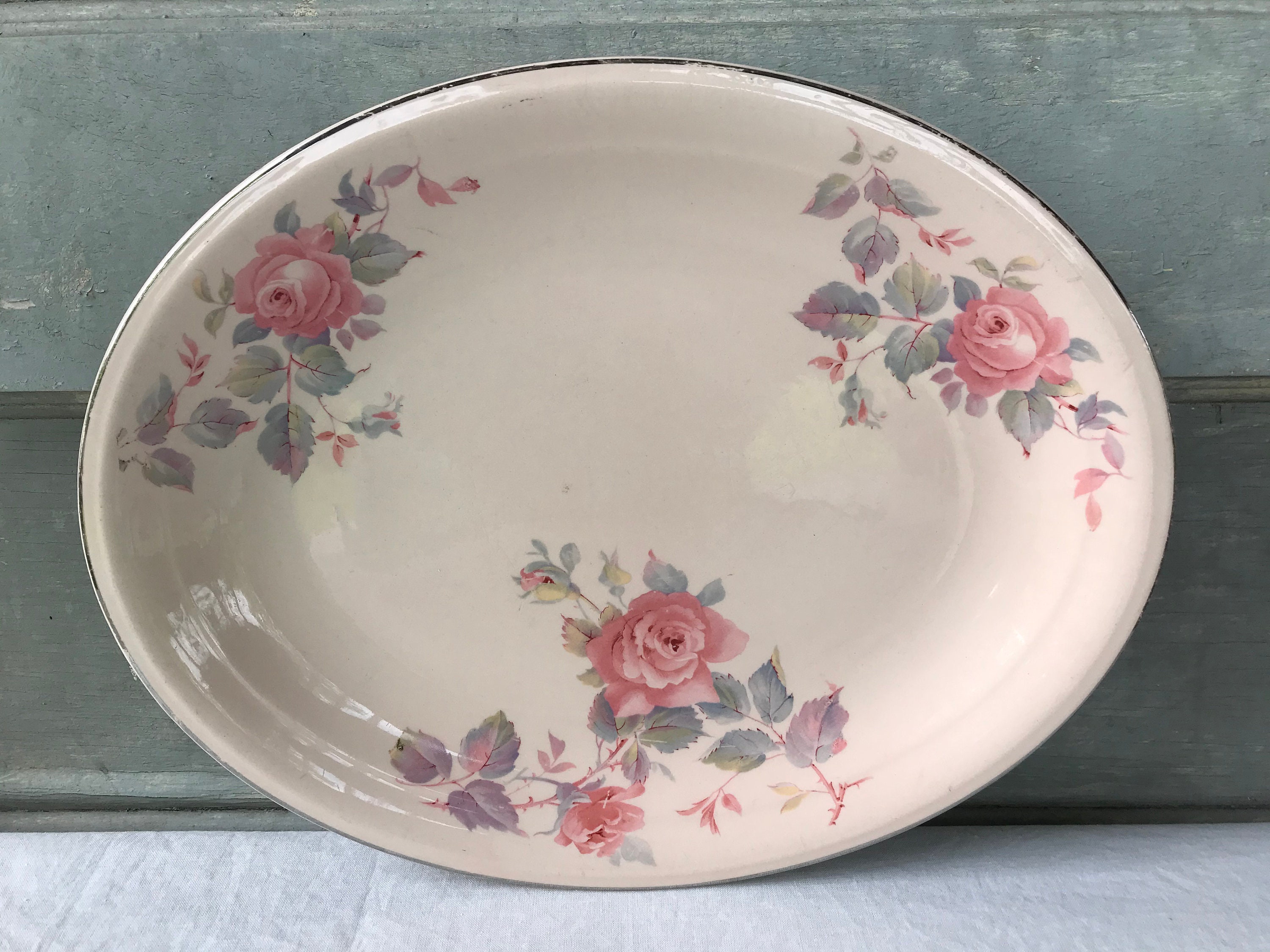 Vintage Shell Pink Platter by Royal China Co Sebring Ohio - Etsy