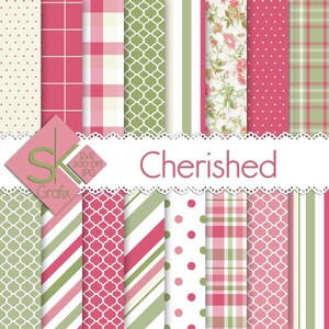 Cherished - Digital Paper Pack / Printable Scrapbook Paper / Stripes / Solid Colors / Plaid / Argyle