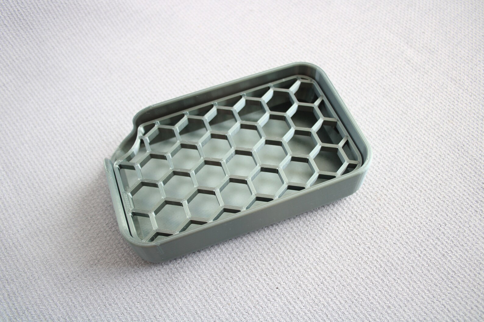 Emerald Green Grey Plastic Soap Dish With Alveolate 3D Printing Hexagon