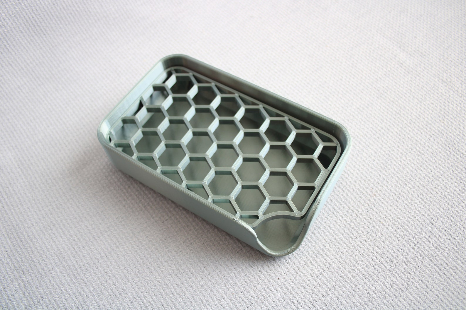 Emerald Green Grey Plastic Soap Dish With Alveolate 3D Printing Hexagon