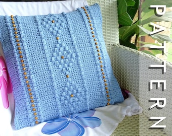 Crochet Cushion Cover Pattern | PDF Crocheted Patterns Tutorial Download | DIY Beaded Boho Throw Pillow | Bohemian Homewares Home Decor 0157