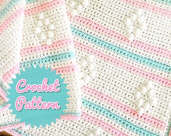 Crochet Baby Blanket Pattern | Crocheted DIY Cot Cover PDF Download | Nursery Decor Throw Rug For Baby Room 0149