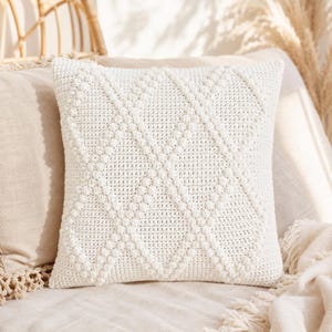 Crochet Cushion PDF | DIY Puff Stitch Cover Pattern