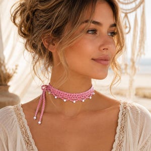 Crochet Choker Pattern PDF | Easy Beaded Necklace Tutorial