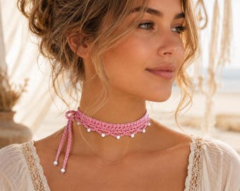 Crochet Choker Pattern PDF | Easy Beaded Necklace Tutorial