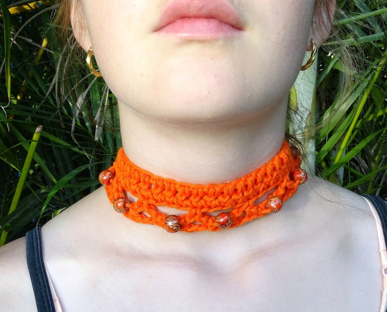 Crochet Choker Pattern PDF Crocheted Pattern Custom Beaded Choker Collar Necklace Boho Bohemian Necklace Jewellery Jewelry 0115 image 4