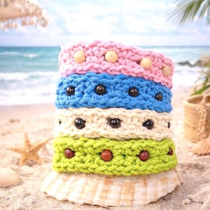 Crochet Bracelet Pattern, Beaded Friendship Bracelet, Easy DIY Jewelry PDF, Boho Wrist Cuff