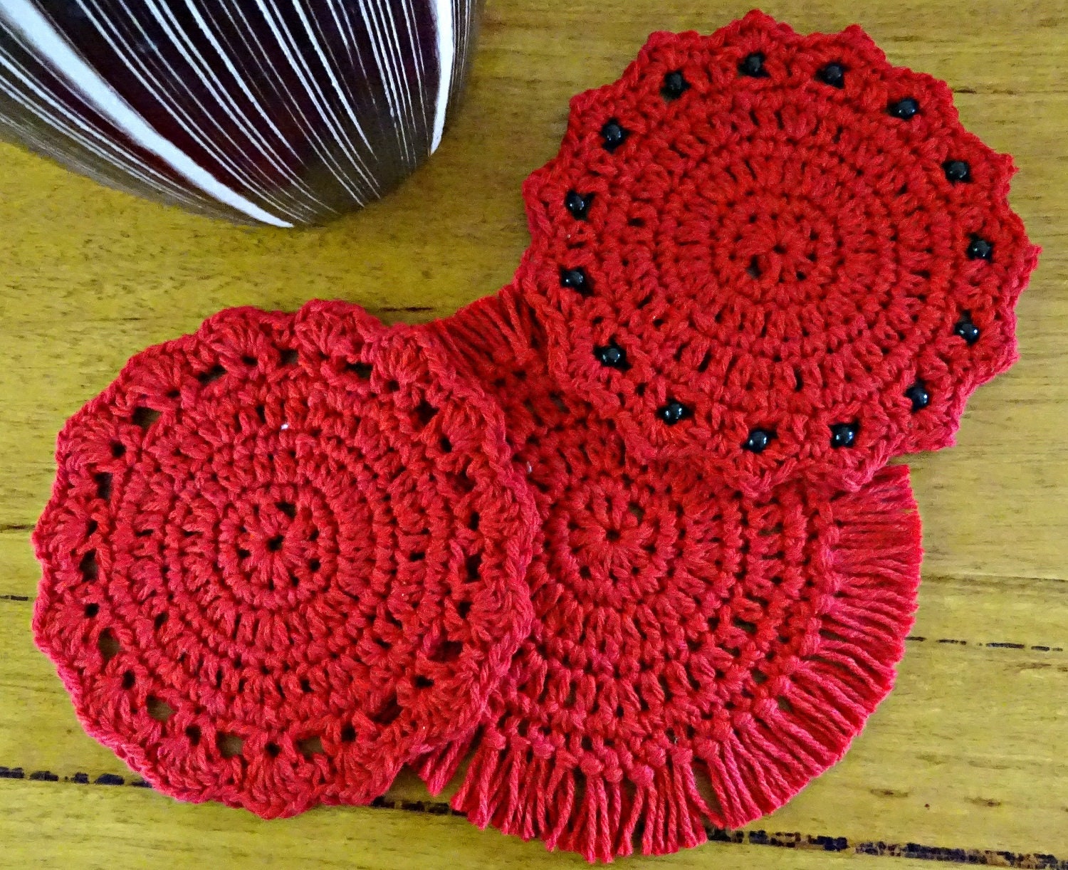 Crochet Cotton Coasters Crocheted Coaster Set Table Etsy