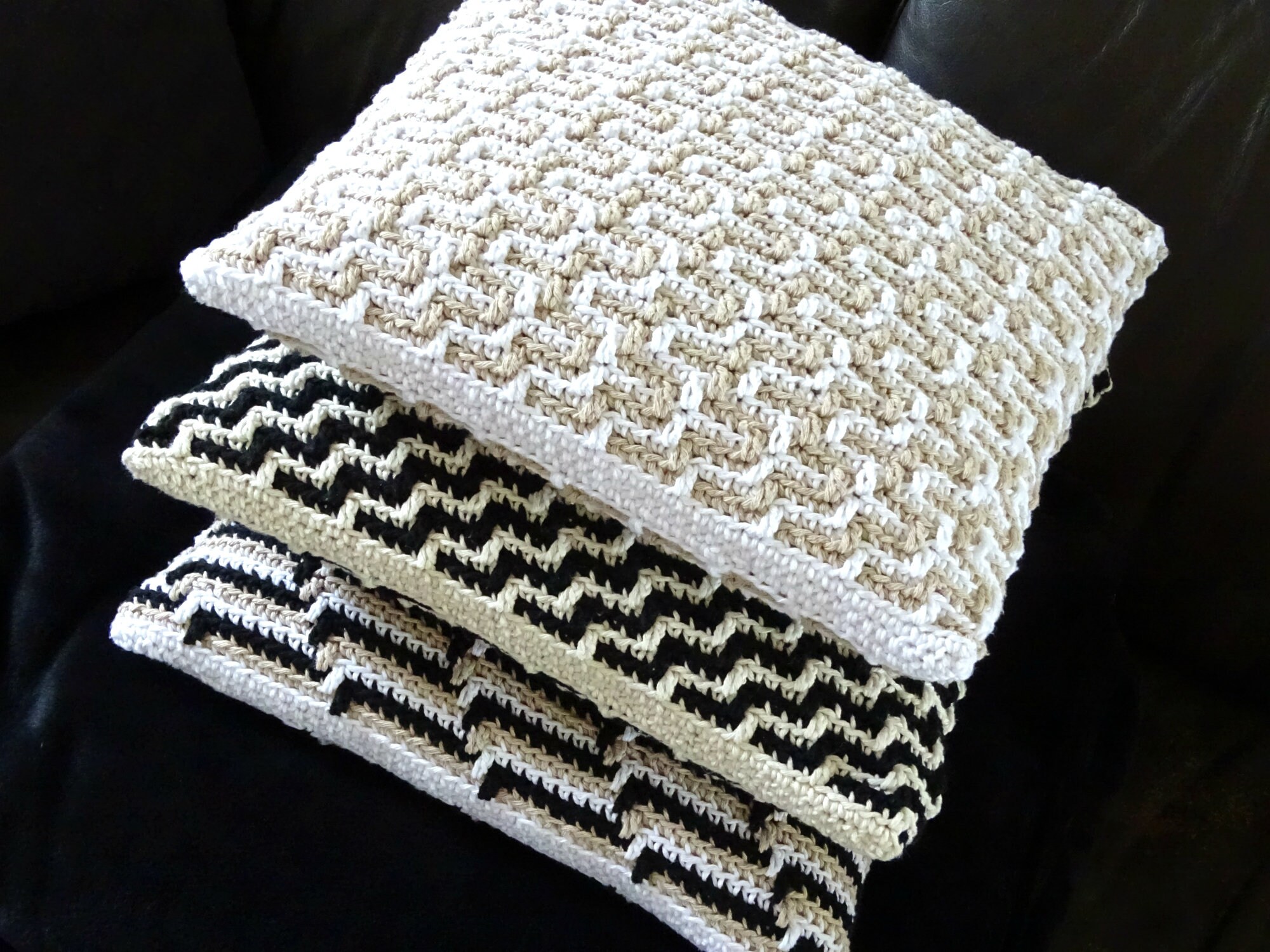 Mosaic Crochet Cushion Cover Pattern Zig Zag Scandi Etsy Australia