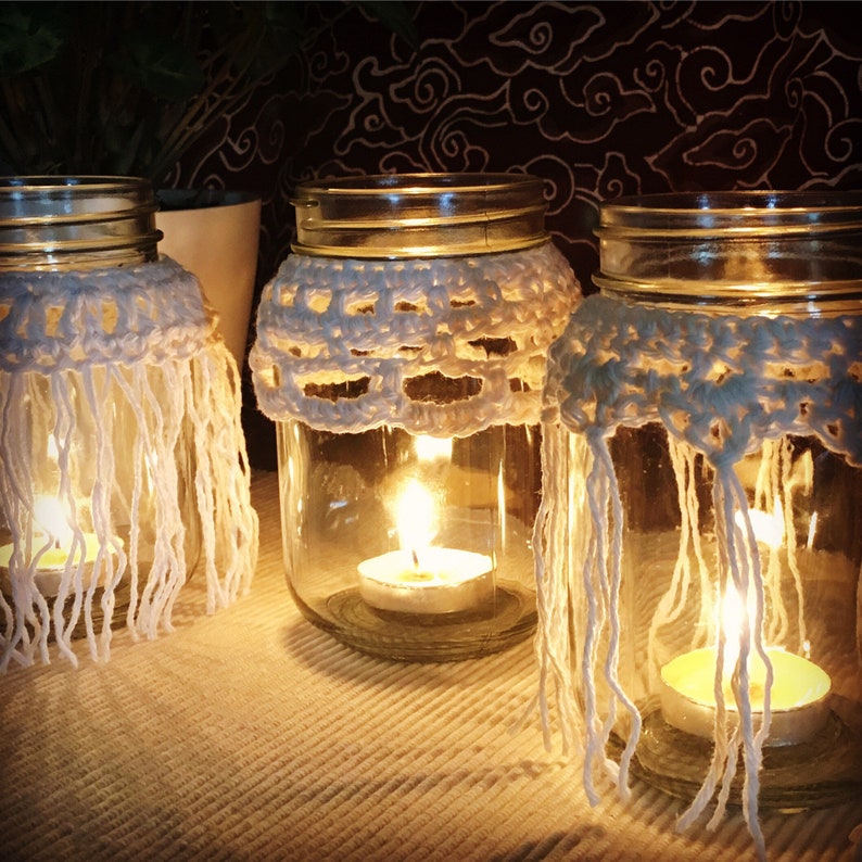3 X PDF Crochet Pattern Candle Cozy Cozies Covers for Mason - Etsy