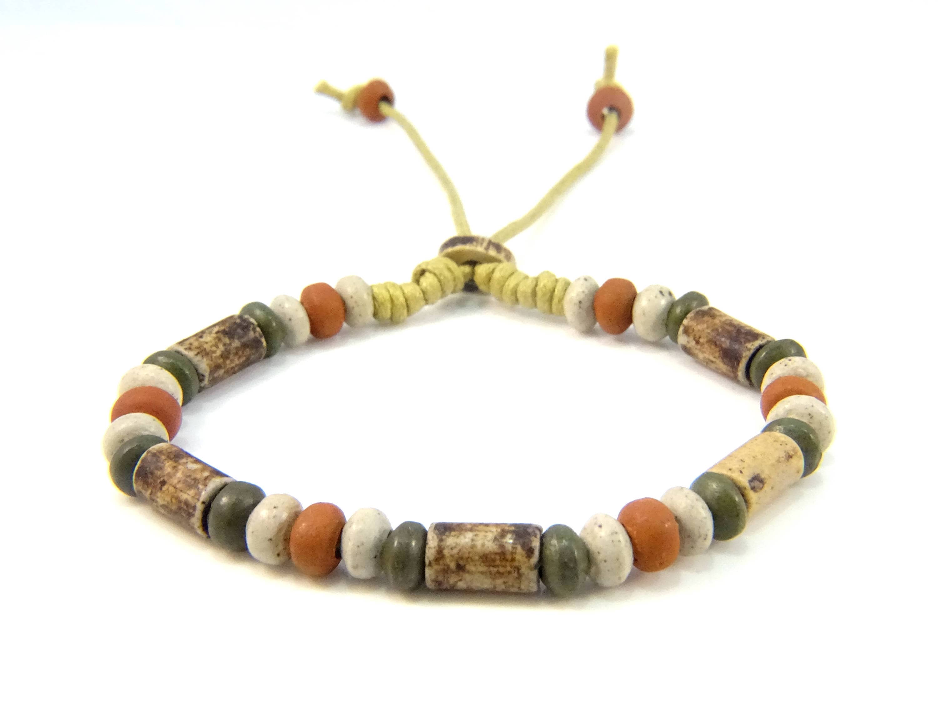 Mens Beaded Bracelet Natural Ceramic Charm Bracelet for Men Etsy