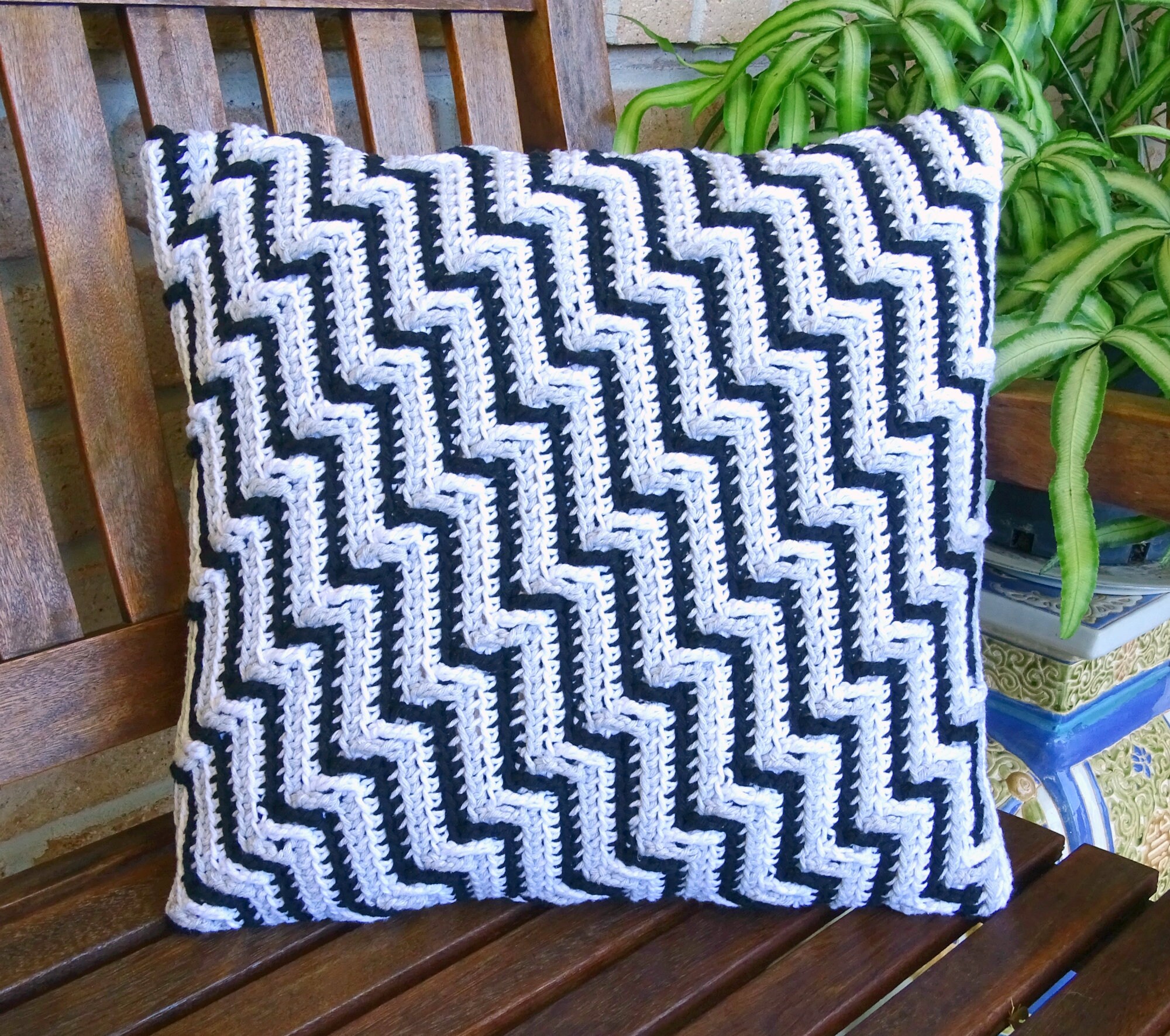 Mosaic Crochet Cushion Cover Pattern Zig Zag Scandi Etsy Australia