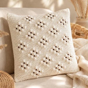 Beaded Crochet Cushion Cover Pattern | Puff Stitch Pillow PDF