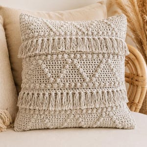 Crochet Cushion PDF | Boho Tassel Pillow Cover Pattern