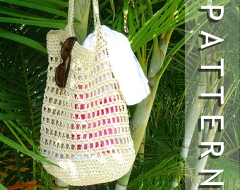 Crochet Bag Pattern | PDF Crocheted Beach Bag Tutorial | DIY Market Bag Pattern Project | Crochet Bag Making | Boho Shoulder Bag 0158