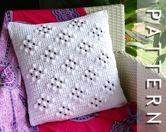 Crochet Cushion Cover Pattern | PDF Crocheted Patterns Tutorial Download | DIY Beaded Throw Pillow | Bohemian Homewares Home Decor 0155