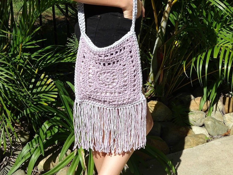 Crochet Tassel Bag Crocheted Fringe Boho Handbag Festival Etsy