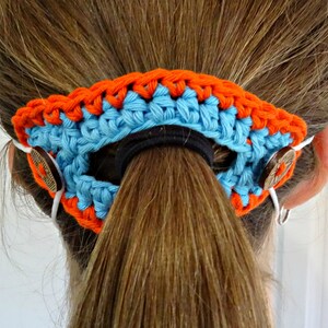 Crochet Face Mask Ponytail Ear Saver Pattern Crocheted Mask Mates Extender Relief Loop Protector Tutorial Stash Buster Pattern 0164 image 4