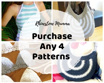 4 x Crochet Pattern Bundle | FREE Crochet Patterns | Purchase Any 4 Crocheted PDF Pattern Tutorial Downloads Of Your Choice