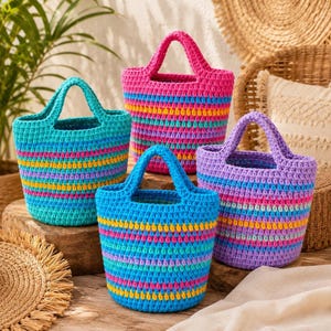 Crochet Bag Pattern PDF | Easy Striped Tote Bag Tutorial