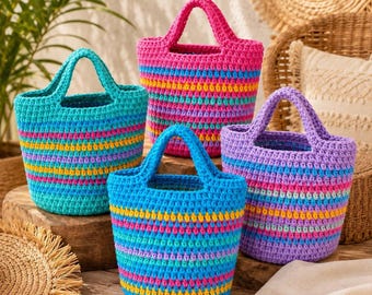 Crochet Bag Pattern PDF | Easy Striped Tote Bag Tutorial