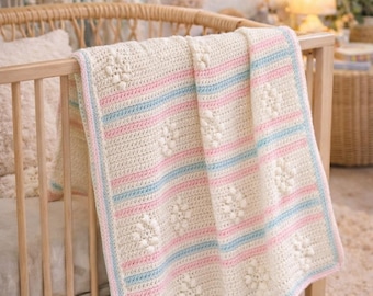 Crochet Baby Blanket Pattern – DIY Puff Stitch (PDF Pattern)