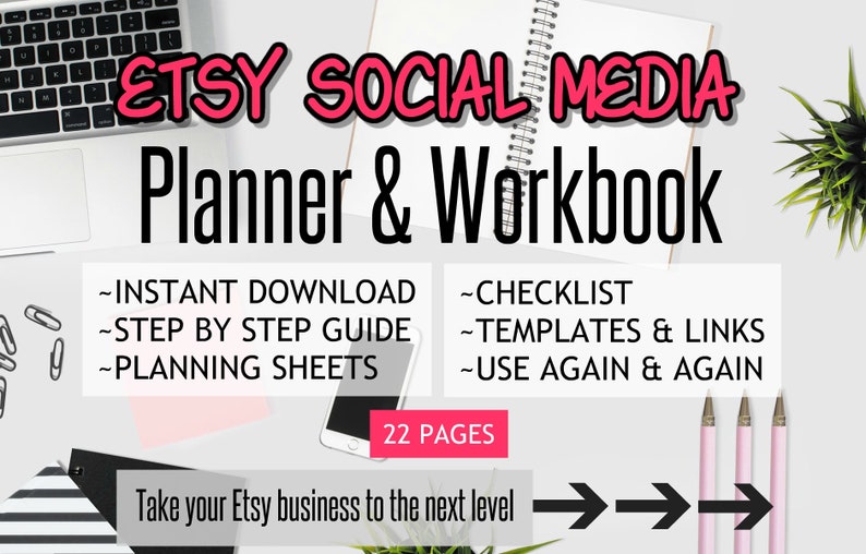 Social Media Planner & Workbook For Etsy  Pinterest image 1
