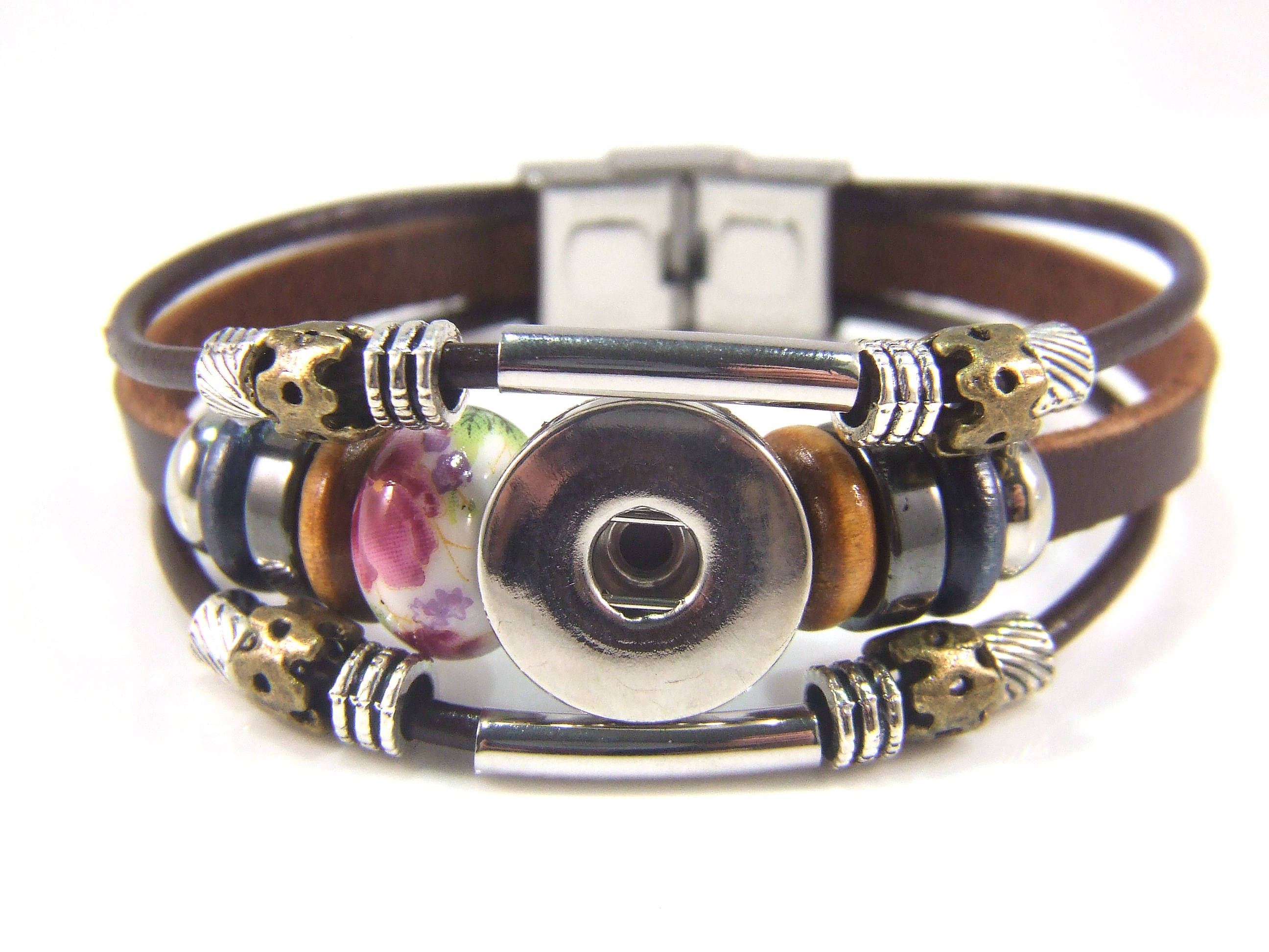 Ginger Snaps Jewelry Snap Jewelry Bracelet Leather Beaded Etsy