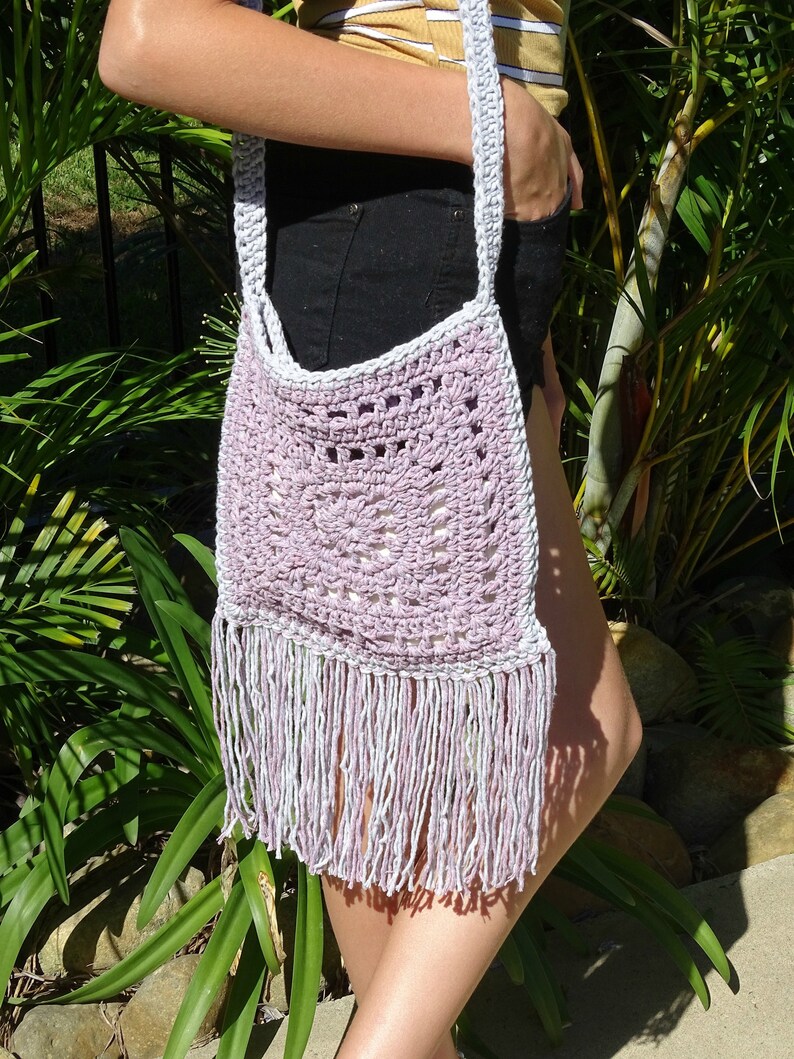 Crochet Tassel Bag Crocheted Fringe Boho Handbag Festival Etsy