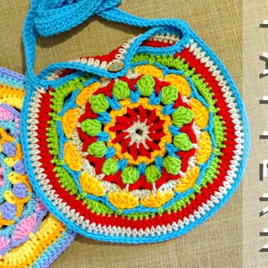 Girls Crochet Mandala Bag Pattern | Crocheted DIY Crossbody Crochet Shoulder Bag PDF Pattern Download | Kids Crossbody Bag Tutorial 0152