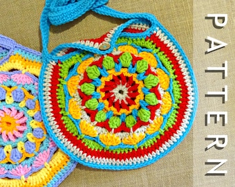 Girls Crochet Mandala Bag Pattern | Crocheted DIY Crossbody Crochet Shoulder Bag PDF Pattern Download | Kids Crossbody Bag Tutorial 0152