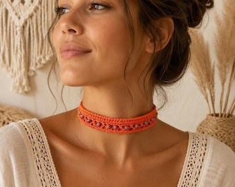 Crochet Choker Pattern PDF | Easy Beaded Necklace Tutorial